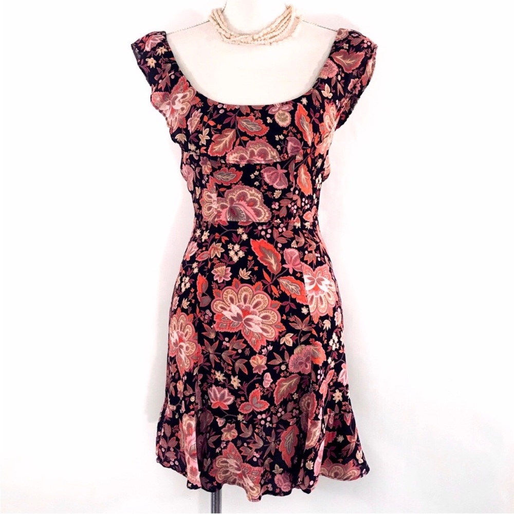 REFORMATION Perla Dress In Hendrix Floral Mini Ruffles